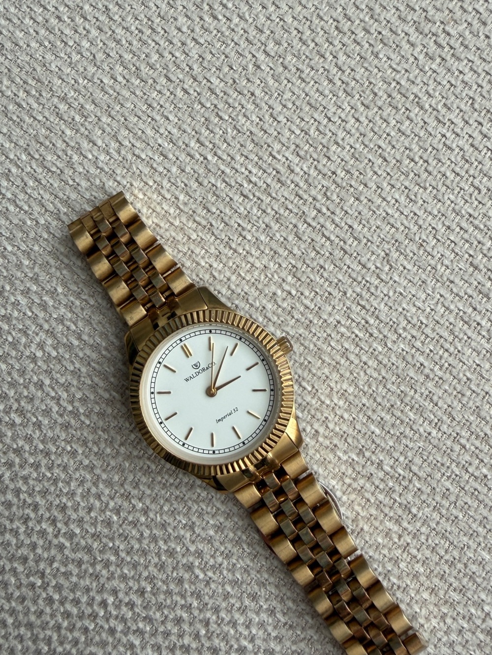 Gold Stainless Steel Ladies Watch - White Dial